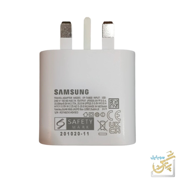 شارژر 25W سامسونگ اورجینال با تبدیل هادرون اصلی شارژ فوق سریع تمام مدل ها از نسل 4 به بعدسری AوS گارانتی یک ساله محصول
