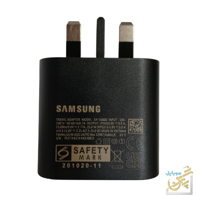شارژر 25W سامسونگ اورجینال با تبدیل هادرون اصلی شارژ فوق سریع تمام مدل ها از نسل 4 به بعدسری AوS گارانتی یک ساله محصول