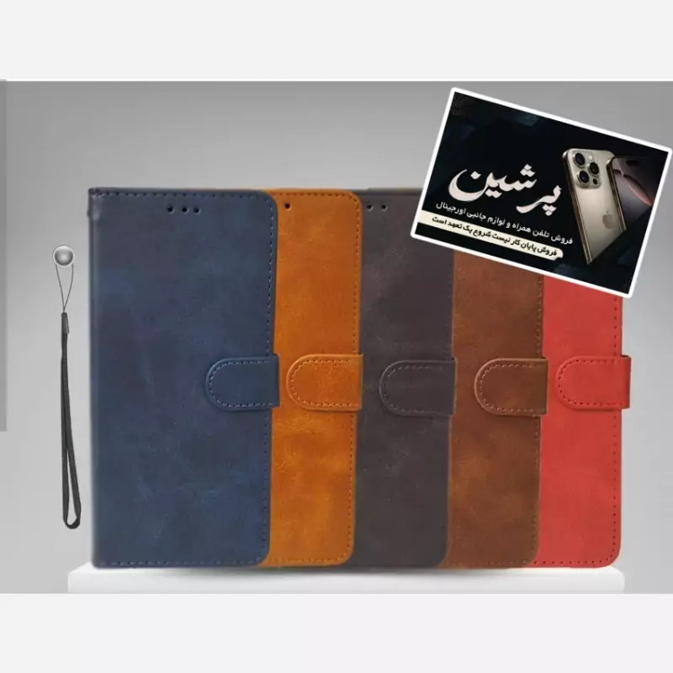 کیف poco c65 و redmi 13c چرمی درجه یک کیف استندشو همراه با بند مچی با خرید کیف تصویرlcd گوشی رو تضمین کن جا کارتی دار
