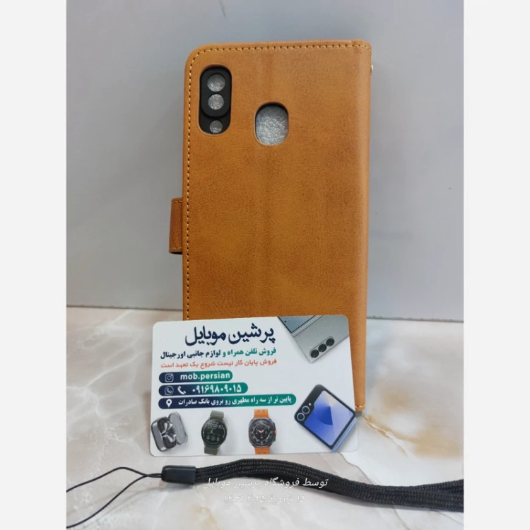 کیف Samsung a30 چرمی درجه یک A30 و A20 کیف استندشو همراه با بند مچی با خرید کیف تصویرlcd گوشی رو تضمین کن جا کارتی دار
