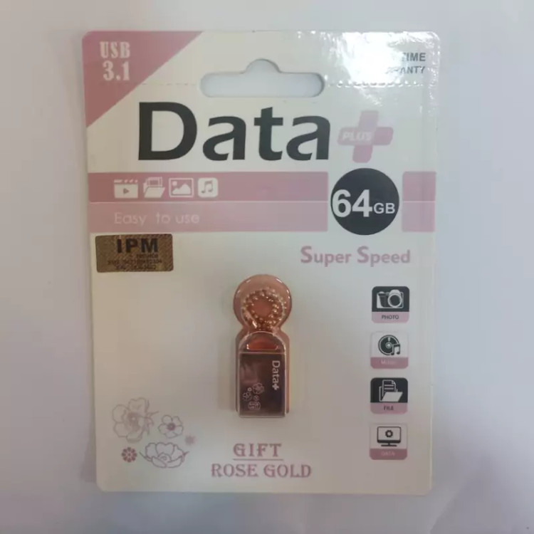 فلش 64گیگ 64G دیتا پلاس مدل ROSE GOLDگارانتی ماداملعمر USB3 سرعت انتقال بالا ضد آب ضد ضربه ضد گرد و غبار رنگ روز گلد