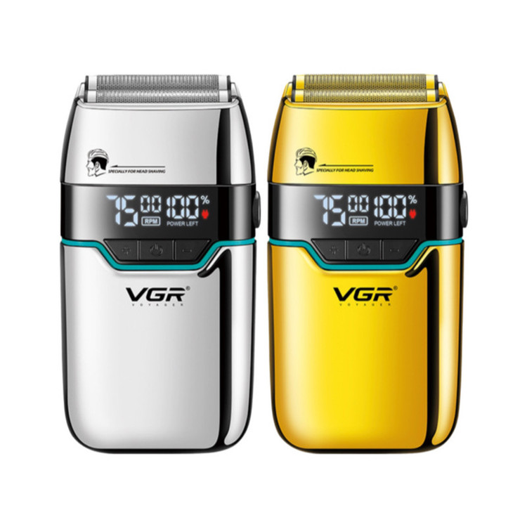 ماشین اصلاح موی صورت شارژی وی جی ار مدل V-350 با تیغه تیتانیوم، اصلاح صفر میلیمتر، باتری لیتیومی 1200 میلیآمپر، نمایشگر LED و قابلیت استفاده خشک و مرطوب