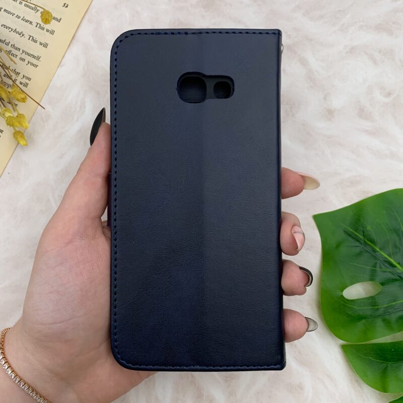 کیف کلاسوری چرمی سامسونگ Galaxy A5 2017 مدل استندشو همراه با بند مچی و جاکارتی