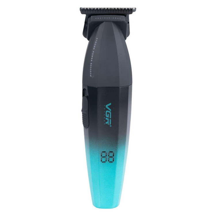 ماشین اصلاح موی سر و صورت وی جی آر مدل V-906 با تیغه سرامیکی پوشش DLC، موتور 9000 دور در دقیقه، باتری 2000 میلیآمپر ساعت با 240 دقیقه عمر شارژ، صفحه نمایش LED، طراحی ارگونومیک و مقاوم، قابلیت صفرزن، خط زن و حجم زن