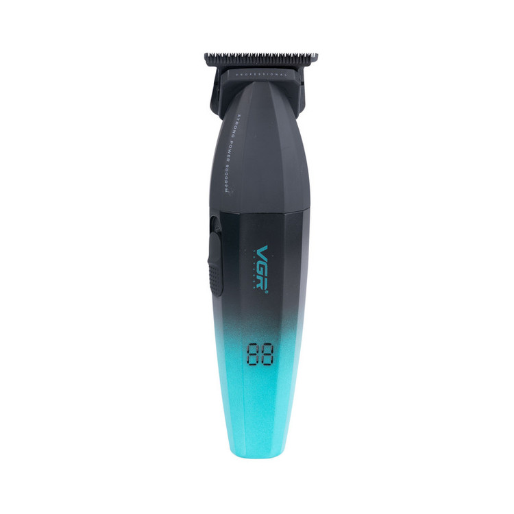 ماشین اصلاح موی سر و صورت وی جی آر مدل V-906 با تیغه سرامیکی پوشش DLC، موتور 9000 دور در دقیقه، باتری 2000 میلیآمپر ساعت با 240 دقیقه عمر شارژ، صفحه نمایش LED، طراحی ارگونومیک و مقاوم، قابلیت صفرزن، خط زن و حجم زن