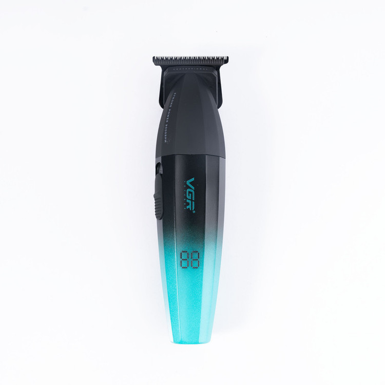 ماشین اصلاح موی سر و صورت وی جی آر مدل V-906 با تیغه سرامیکی پوشش DLC، موتور 9000 دور در دقیقه، باتری 2000 میلیآمپر ساعت با 240 دقیقه عمر شارژ، صفحه نمایش LED، طراحی ارگونومیک و مقاوم، قابلیت صفرزن، خط زن و حجم زن