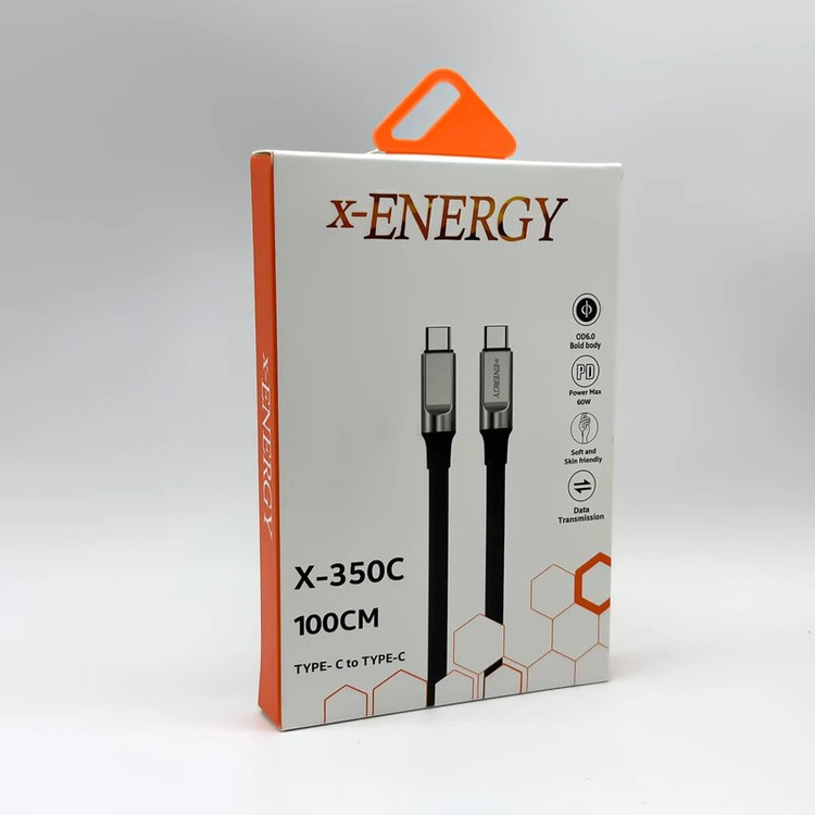 کابل تایپ سی به تایپ سی ایکس انرژی مدل X-350C طول 1 متر آی سی دار با قابلیت شارژ فوق سریع 25 وات و گارانتی 12 ماهه
